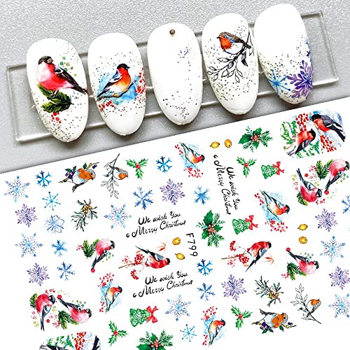 Божиќна елк налепница за нокти Зимски нокти Дек Дек ДЕЦАС XMAS 3D само-лепете ги ноктите уметнички материјали со снегулки дрвја Птица карирани цвеќиња од ѓумбир од ѓу?