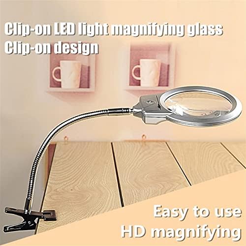 Heyuanpius Stand Dammable Saincing Light, со LED светилка осветлена лупа на ламбата за стакло стаклена клип-клип-вклучена за одржување