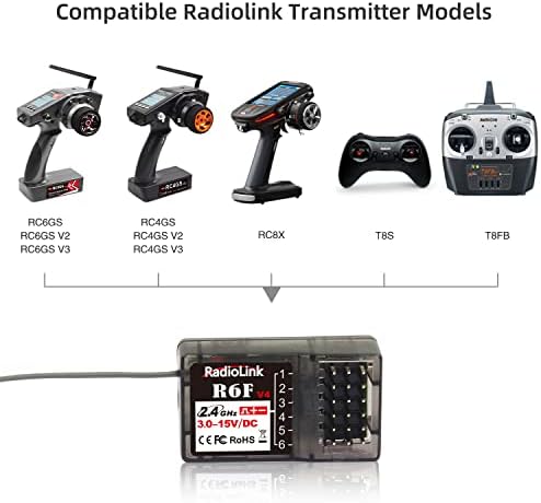 Radiolink 2.4GHz R6F 6 канали RC приемник Контрола на долго растојание за далечински контролер на површината на автомобилот/бродот