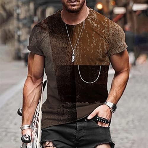 УБСТ Менс војник со кратки ракави маици летна улица 3Д графички печати маица екипаж на вратот атлетски мускулен мускул лежечки врвови на врвови