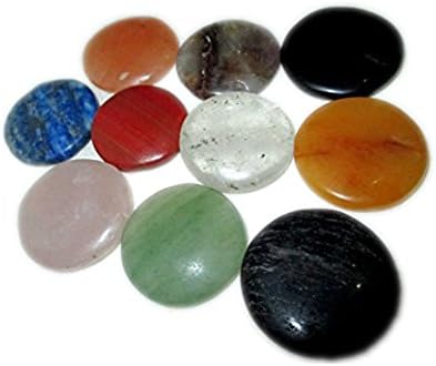 Jet Fantastic 10 Chakra Gemstone Round Disc Постави палма загрижена камен палецот камен кристална терапија геометрија платонски