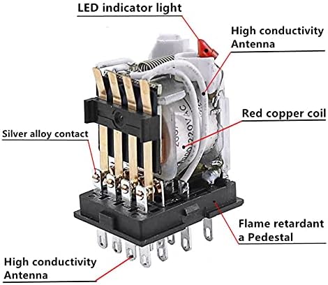 NUNOMO 10PCS MY4NJ DC12V AC12V DC24V AC24V Серпентина 5A 4NC LED Индикатор Моќност Реле DIN Железница 14 Пински Време Реле Со Штекер