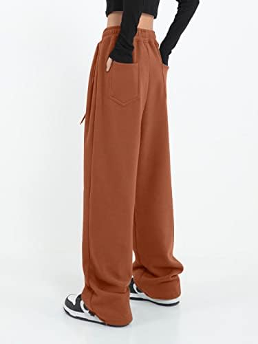 Женски широки нозе џемпери, обични лабави јога панталони удобни дневни џогери со џебови со џемпери со џебови