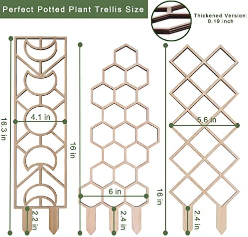 Велинг Трелис за посадени растенија, 16 -инчни градинарски трели за искачување на растенија затворено на отворено со различни обрасци за поддршка