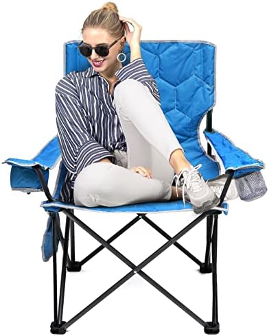 Sunnyfeel XL Преголем стол за кампување, преклопни кампови столици за возрасни тешки големи високи 500 фунти, преносен преносен тревник на тревници со џеб за отворено/пик?