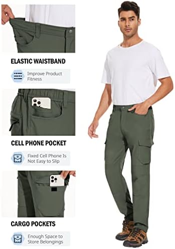 Пули Менс Обични панталони за пешачење со товар водоотпорни тенок вклопување Работа во лесна тактичка панталони за патувања со џебови