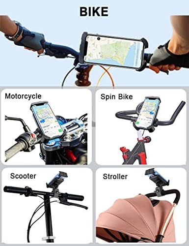 Држач за велосипед yiujefda, лесен инсталирање и мулти користење моторцикл за мотоцикли, монтажен телефон за велосипедски скутер Спин велосипед моторцикл Телефон за iP