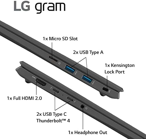 LG грам 17z90q Ултра Лесен Лаптоп, 17 IPS Дисплеј, Intel evo 12th Gen i7 1260p Процесор, 32GB LPDDR5, 2TB NVMe SSD, FHD Webcam, WiFi 6E,