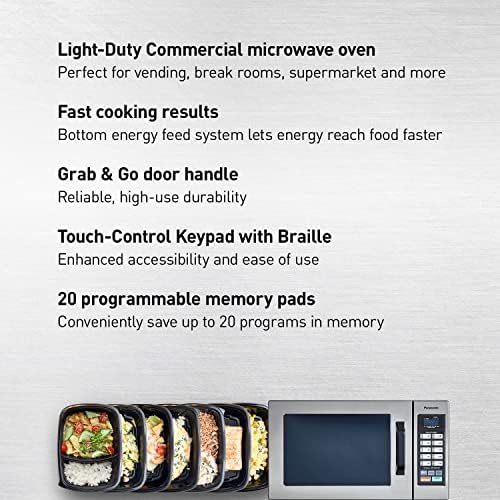 Комерцијална Микробранова Печка Panasonic Countertop со 10 Програмабилна Меморија и Контрола На Екранот На Допир, 1000w Моќност