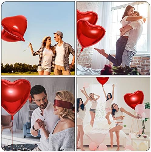 4 Парчиња 32 Инчи Големи Балони Во Облик На Срце Огромни Балони Од Црвена Фолија Денот На Вљубените Љубовни Балони за Свадба Ангажман
