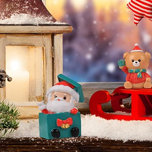 Цртан филм со средни прсти, симпатично Божиќно семејство, мали животни, мини смола украси креативни Божиќни украси подароци Божиќни