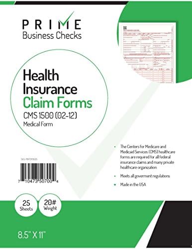 CMS 1500 Образец за побарувања „Ново“ HCFA - здравствено осигурување, лист со ласер - 25 листови