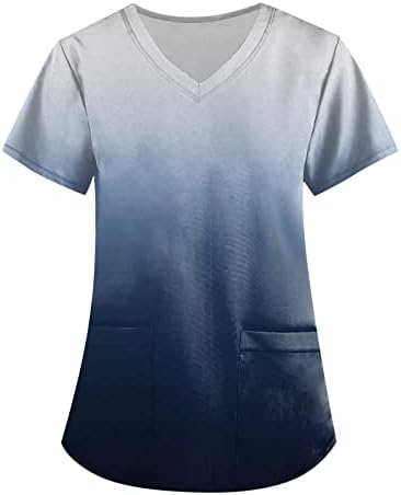 Женски Плус Големина Чистење Блузи V-Вратот Забава Маици Денот На Вљубените Печати Блузи Плус Големина Блузи Со Џебови