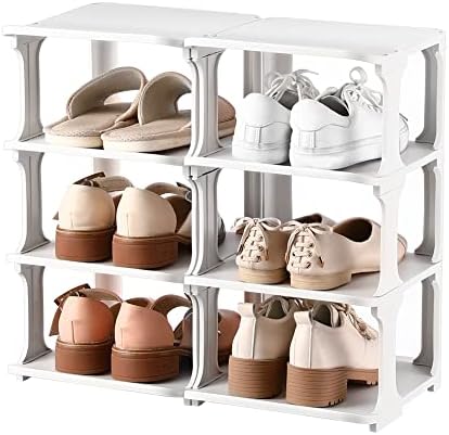 Amllas Shoe Rack For Proture, Организатор за складирање на решетки за чевли за жени, прилагодлива полица за организатор на чевли за влез, мал заштеда на простор за складирање на