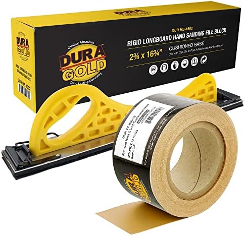 Dura-Gold Pro Series Longboard Hand Banding File Sander Block-Hook & Loop Поддршка и подлога за адаптер за поддршка на PSA и 800 решетки