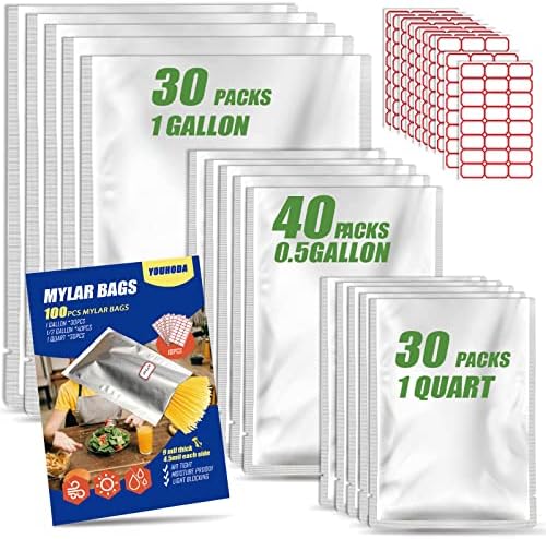 Mylar торби за складирање на храна 100 парчиња, вреќи за запечатување на топлина со етикети за грав од чај од кафе, 9 милји за заптивка за заптивки на вакцини за заптивна?