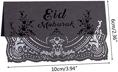 Qksky 100pcs Eid Mubarak Party Hollow Place Card Среќен Рамадан Карем Фестивал покана картичка муслиманска исламска табела Декорација на