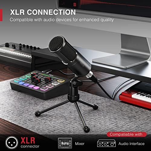 Слушалки за монитор на Pifine Studio Monitor и XLR динамичен микрофон микрофон за снимање на гласови за пренесување на гласови, над слушалки за