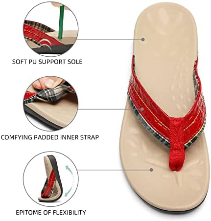 Удобни ортопедски сандали за плантарни фасцитис рамни стапала, меки одење флип-апостолки со лак поддршка, удобност што не се лизга