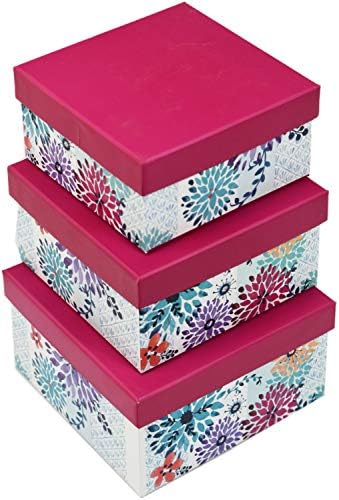 Комплет од 4 Пастелни Украсни Комплети За Цветни Кутии За Гнездење-Кутии За Гнездење За Подароци и Декорација! Прекрасни Дизајни Насликани