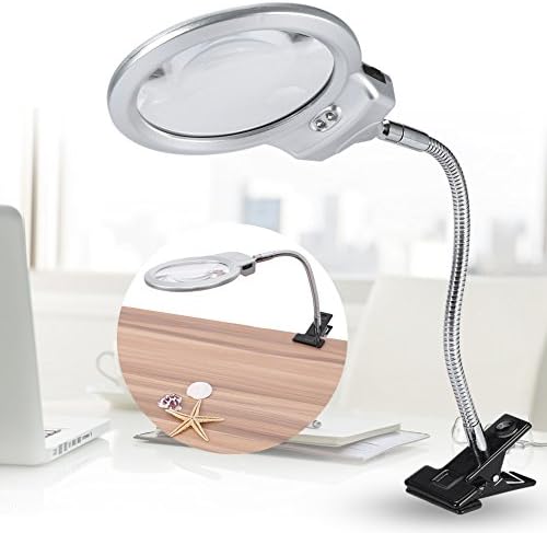 Unibell лупа на LED светло, лупа за лупа, големи ламби за ламби за ламби, горниот осветлен лупа со светло стегач за дневно хоби за