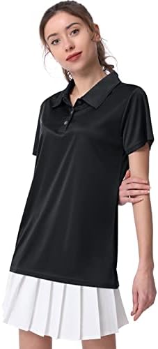 Женски поло, суво вклопување голф кошула Влага, кој се наоѓа со кратки ракави, спортски активен женски голф поло, врвови јака со тренингот на копчињата