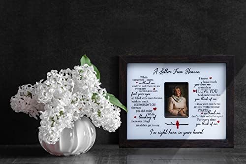 Подарок за симпатија на Woodexpe, 8 x 10 LED Меморијална сенка кутија за чување на слика за слики Меморијални подароци за губење на саканата личност - писмо од небото