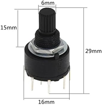 Gooffy Rotary Encoder 100PCS RS16 Пластичен прекинувач за ротациони ленти од 16мм 2 Пол 3 4 Позиција 1 Пол 5 6 8 Позиција на рачката на рачката