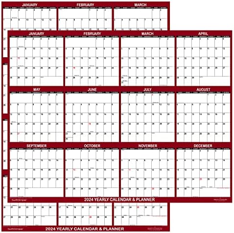 24 х 36 Swiftglimpse 2024 Ѕиден Календар, Преклопена Хартија, 12 Месечен Годишен Планер За Ѕидови, Реверзибилен, Хоризонтален/Вертикален,