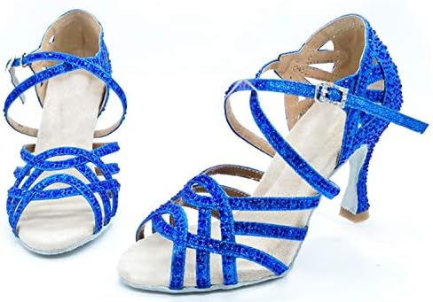 Minishion женски танцувачки чевли за танцување на глуждот, латински салса танцувачки потпетици