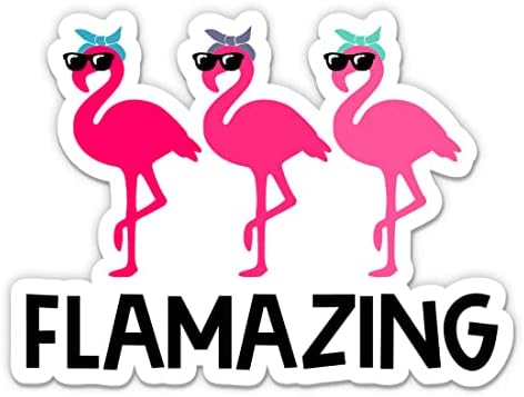 Flamazing Cute Flamingo Неверојатна налепница - 3 налепница за лаптоп - водоотпорен винил за автомобил, телефон, шише со вода - декора