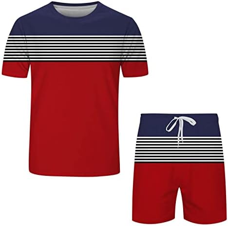 Машки облека од 2 парчиња летни обични мускули со кратки ракави со кратки ракави и класични спортови шорцеви