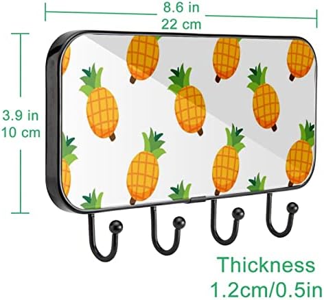 Ананас Дизајн Печатење Палто Решетката Ѕид Монтирање, Влезот Палто Решетката со 4 Кука За Капут Шапка Чанта Облека Бања Влезот