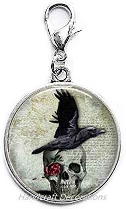 HandcraftDecorations Crow Jewelry-Bird Jewellery-glass ladster clasp zipper zipper, подарок за влечење на вештерките, стаклен патент.f014