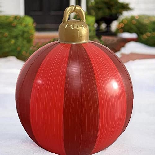 ПВЦ божиќна гигантска топка со голема тежина стојат цврсто двор, 24 инчи голема украсена топка за отворено за декор на дворот и базенот