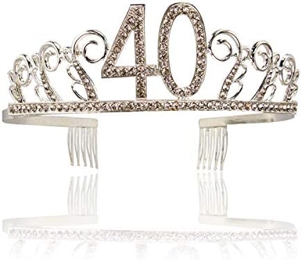 40 -ти роденден Тијара и Саш - 40 и прекрасен златен сатен Саш и Кристал Тијара Роденденска круна за 40 -ти роденденски материјали