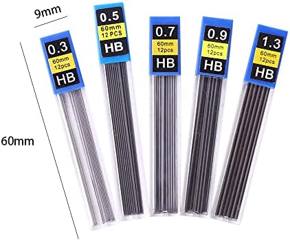 Механичкото молив води HB моливи за полнење фино точка 0,3/0,5/0,7/0,9мм, во олово за олово, приполнување на олово за молив 5