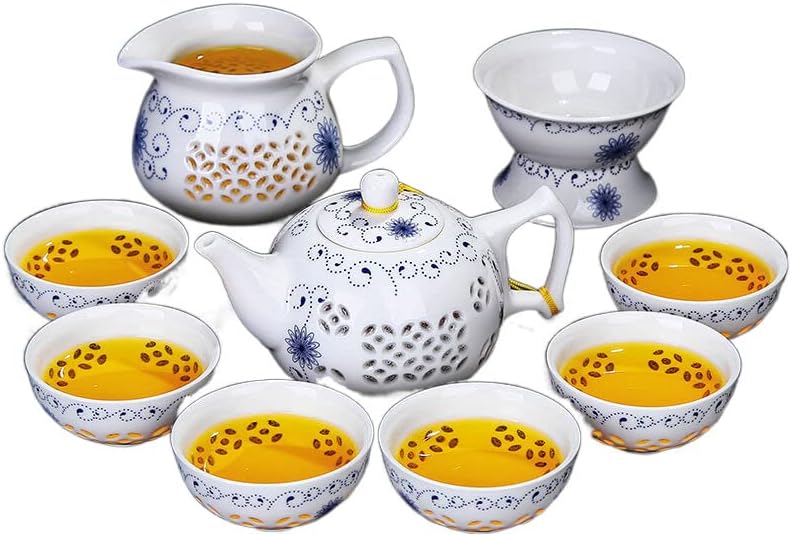 Рачно насликан исклучителен чај сет чај чај за пиење керамика 手绘玲 珑 套装 家用 小套 喝茶 陶瓷