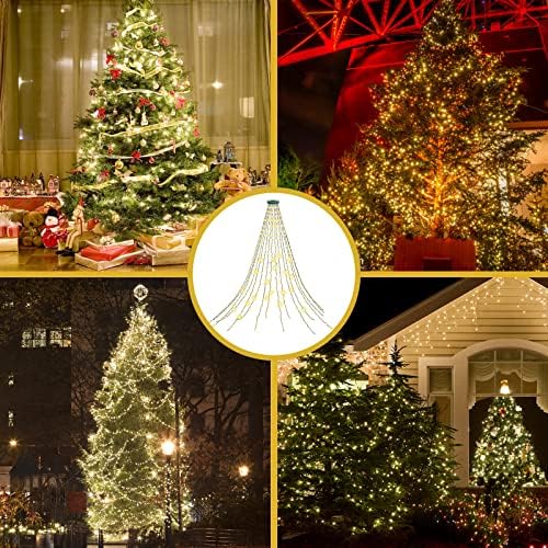 Светла за новогодишни елки 400 LED диоди, лесни за инсталирање на украси за новогодишни елки со 6,6ft x 16 жици, 8 режими самовила