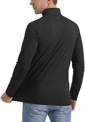 Eklentson Mens Долги ракави Сончеви кошули upf 50+ Брз сув спортски маички 1/4 патент тренинг трчање риболов осип чувар на отворено маица