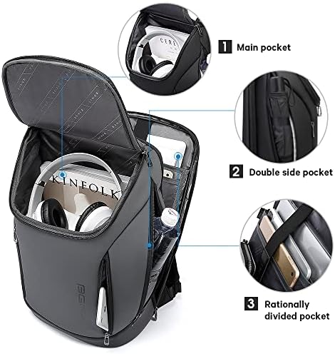 Банг Бизнис паметен ранец водоотпорен водоотпорен вклопување 15,6 инчен лаптоп ранец со USB порта за полнење, траен ранец за патување