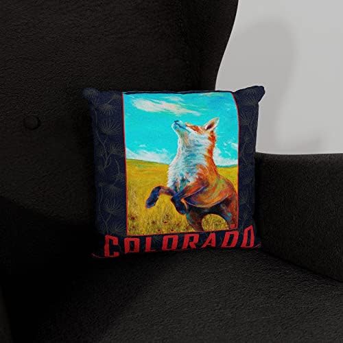 Колорадо лисица во игра фаукс велур троседот фрла перница од нафтено сликарство од уметникот Кари Лер 18 x 18.