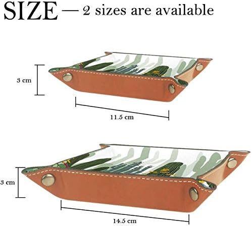 Аисо Камериер Послужавник Зелена Кактус Кактус Печатење Кожа Накит Коцки Организатор Кутија За Паричници, Часовници, Клучеви, Монети,