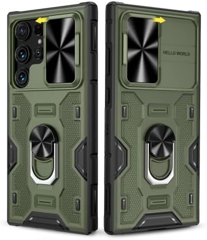 Caka За Samsung Galaxy S23 Ултра Случај, S23 Ултра Случај со Капакот Слајд Камера &засилувач; Kickstand Со Вграден во 360° Ротирај