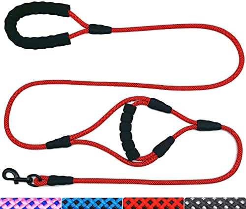 MayPaw 7 Foot Double Handle Dog Leash, Rope Dog Leash with Traffic Handle, Padded Two Handle Dog Leash for Safety Control Training and Walking for Medium and Large Dogs