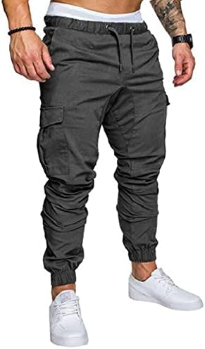 Обични панталони за мажи Кроивил, кои влечеа пот, џогирање на товар со џебови џогери долги спортски спортови за панталони за
