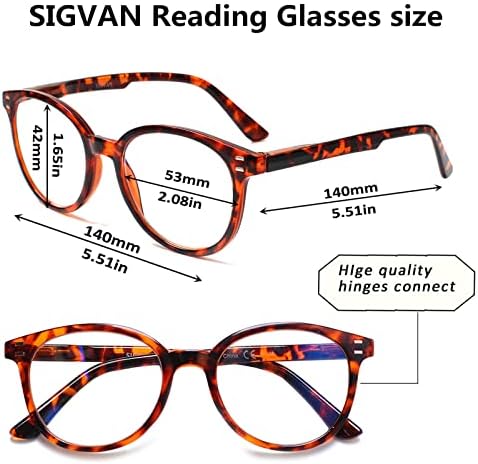 Сигван 5 пакет дами читајќи очила сина светлина блокирајќи ја пролетната шарка стилски тркалезни очила за жени