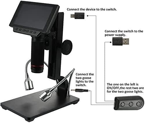 Mxjcc Лемење Дигитален Микроскоп со 5 Инчен 1080p Екран 560x HDMI/USB Микроскоп За Возрасни За Поправки НА ПХБ И SMT Работа