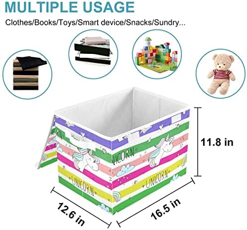 Катаку Преклопливи Кутии за Складирање Со Капаци Слатки Ленти Еднорози Големи Склопувачки Канти За Складирање Ткаенини Со Капаци Плакар