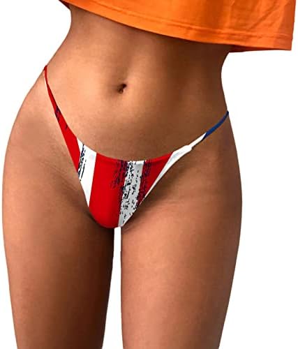 4-ти јули во САД знамето за долна облека за жени непослушен за секс-ленти за истегнување t-back долна облека со ниски половини удобни меки
